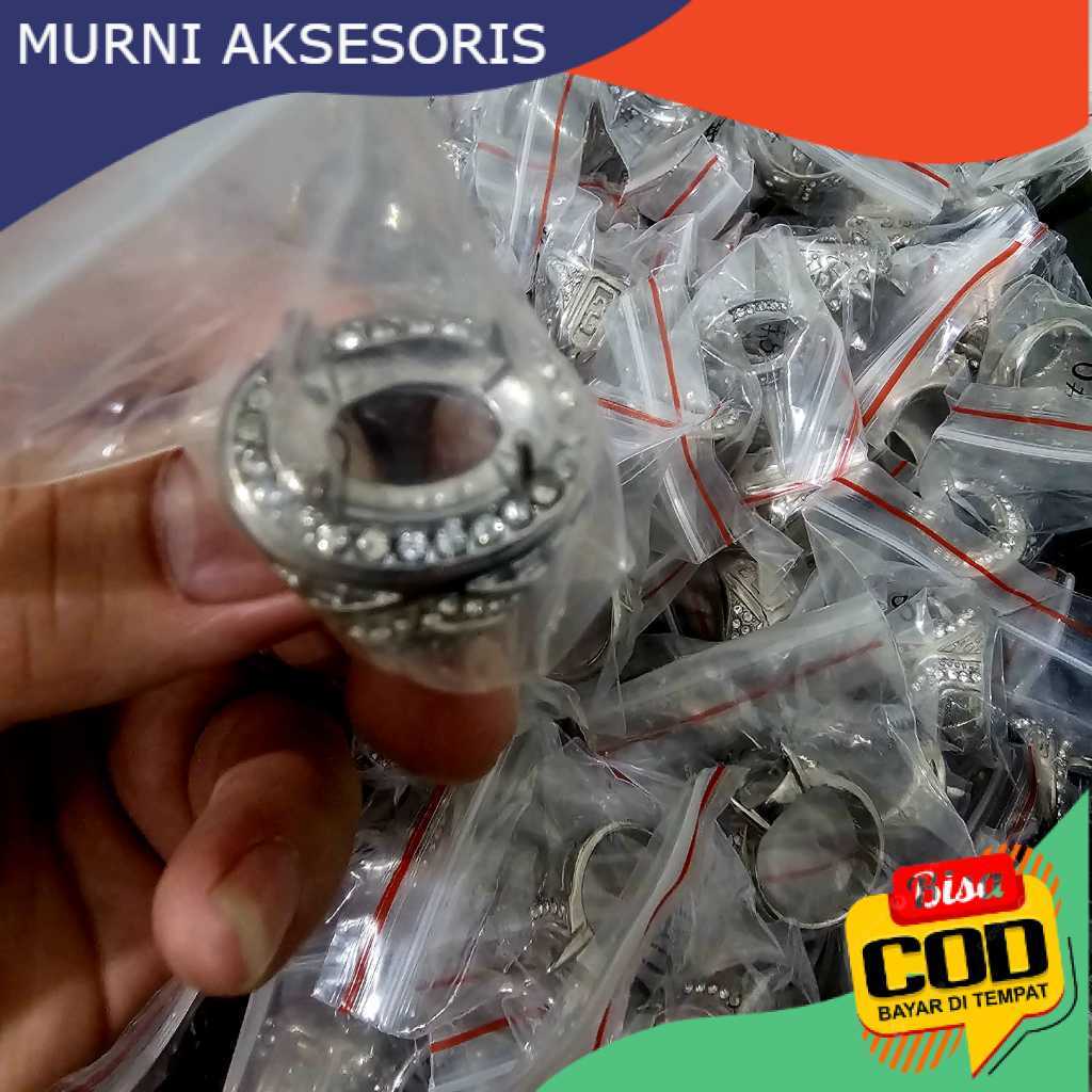 Murni Aksesoris. Ring Emban Cangkang Cincin Batu Akik, Bisa Pilih Warna Silver atau Kombinasi Gold S