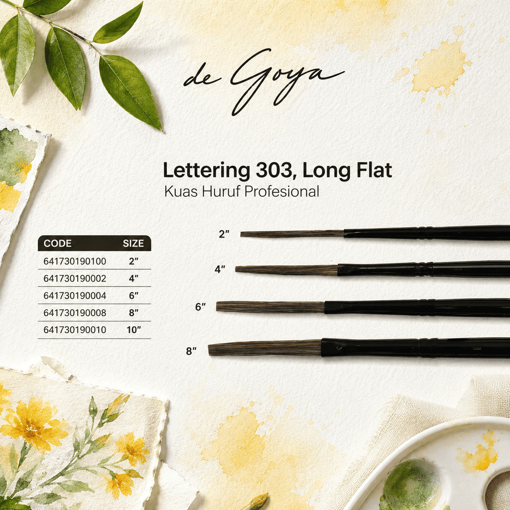 Kuas Lukis De Goya Lettering 303 Long Flat - Ox Hair / Kuas Lettering