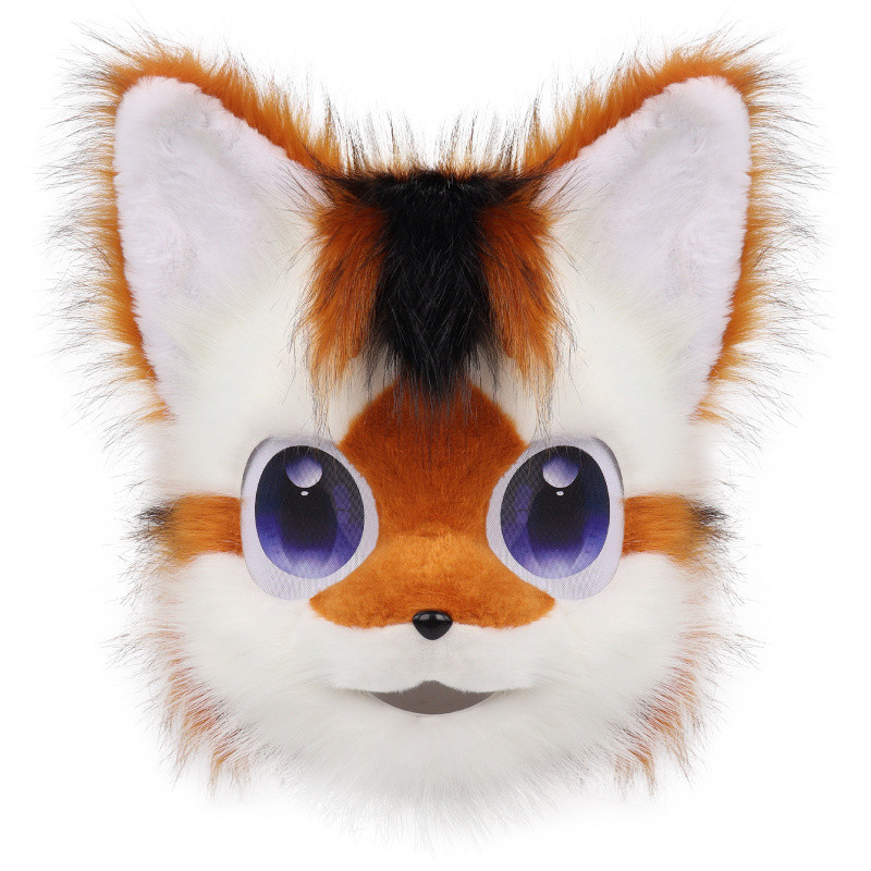 Dog Head Mask Faux Fur Furry Plush Fursuit Headgear Animal Masks Cosplay Costume