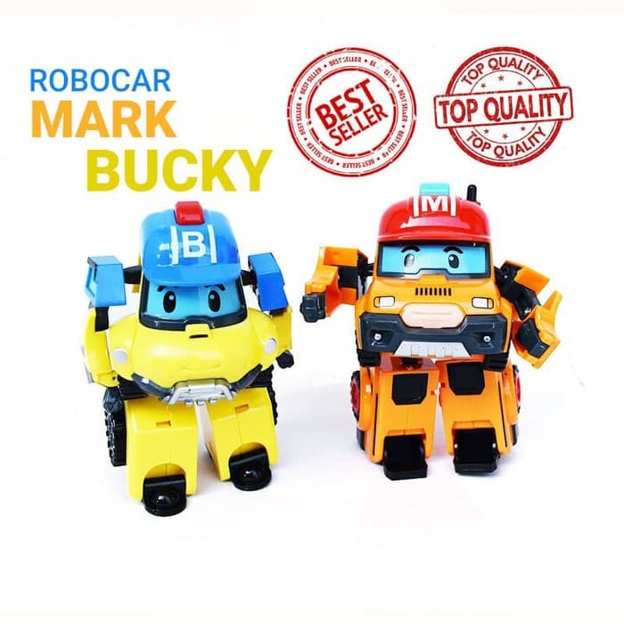 BLASFAS Robocar Poli transformer mainan figure bucky and mark set 2 bh