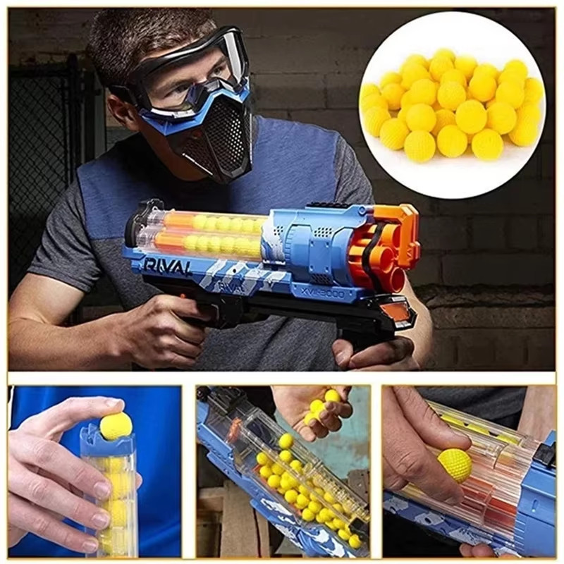 Peluru Mainan Bola Busa Refill Isi 50 Pcs Peluru Bulat Karet PU Lembut Diameter 2.2cm Blaster Foam