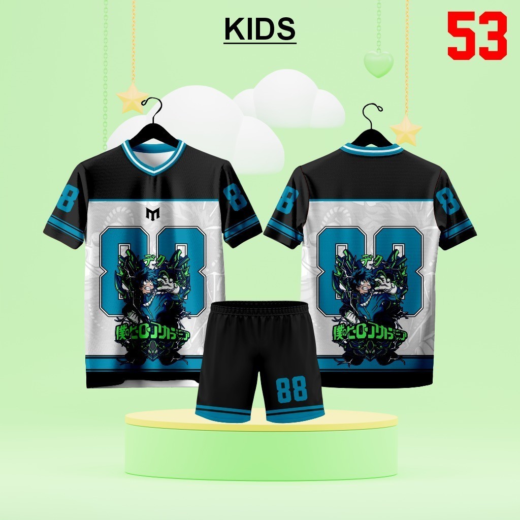 Baju kaos jersey anak 1-12 tahun / Setelan jersey anak full printing