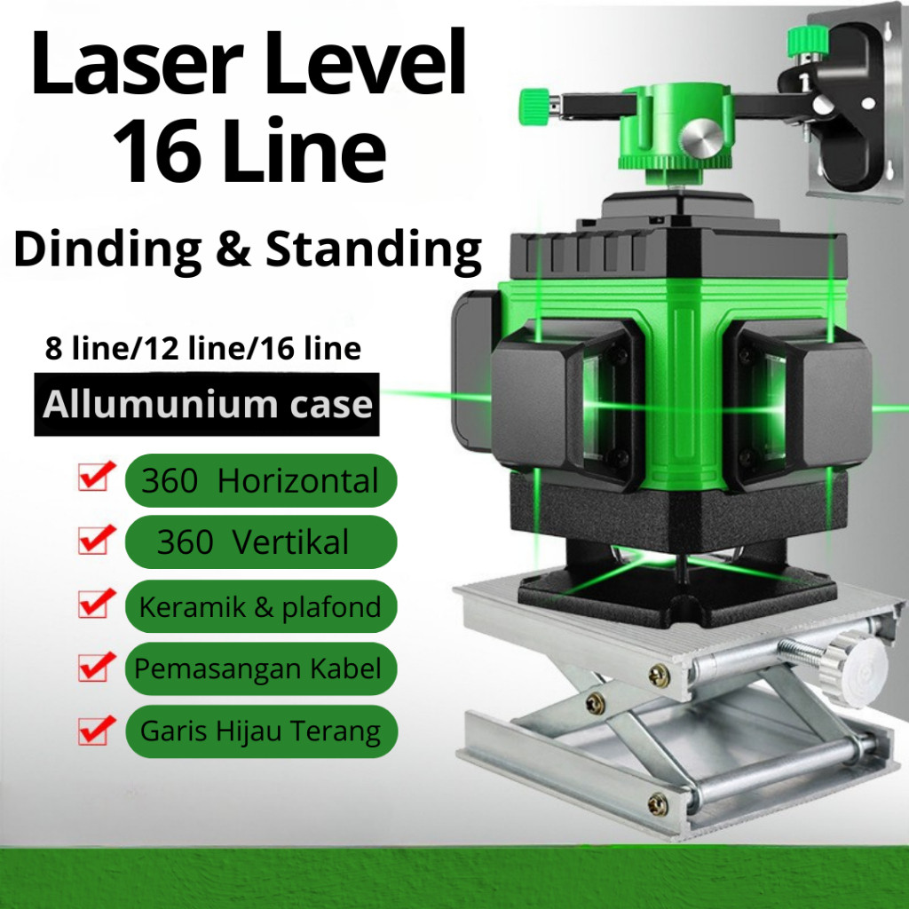 Laser Leveling Self Leveling 4D 16 Line BOSS 2 Baterai Portable Laser Level Alat Ukur Presisi