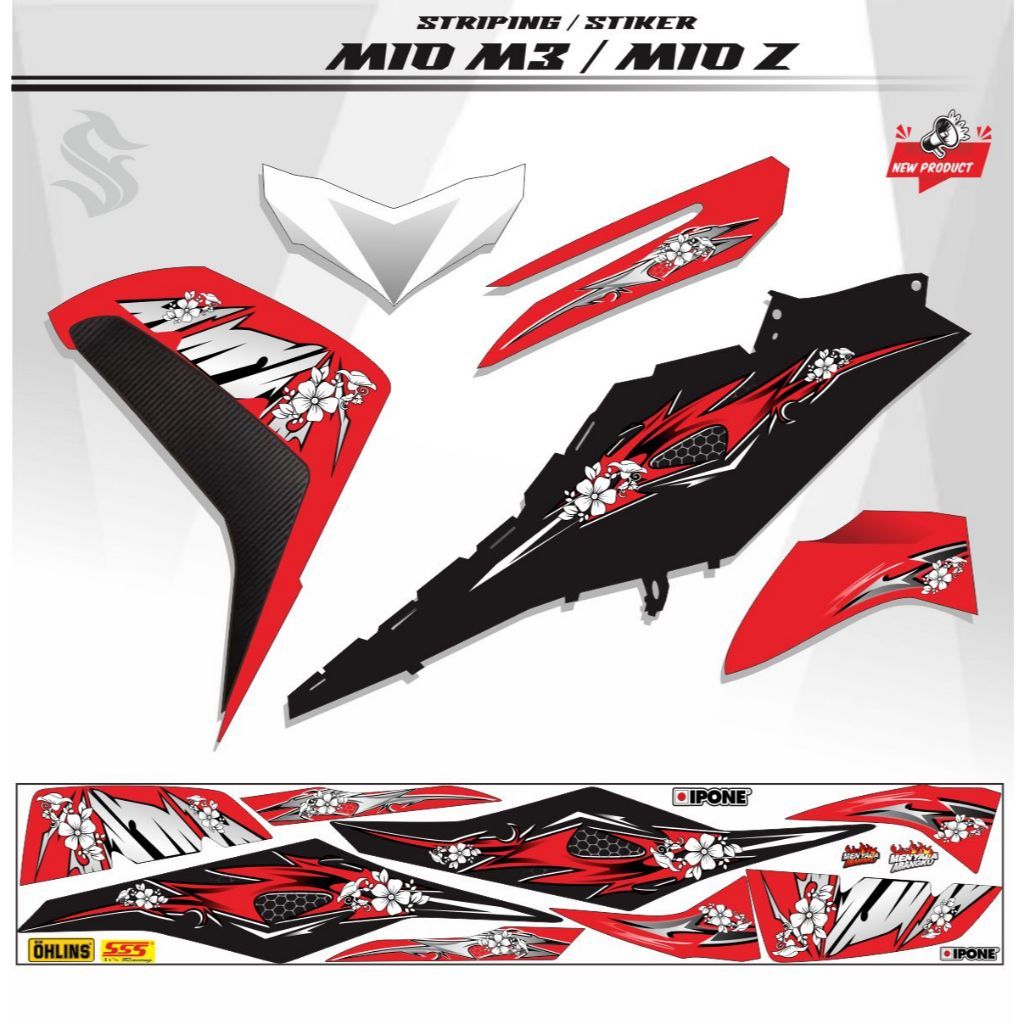 VARIASI STRIPING STICKER MOTOR MIO 3 / MIO Z VARIASI