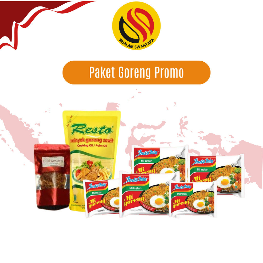 SC - Paket Promo Goreng Indomie Goreng 5x , Labawang - Bawang Goreng 35 gr 1x , Minyak Sayur Resto 9