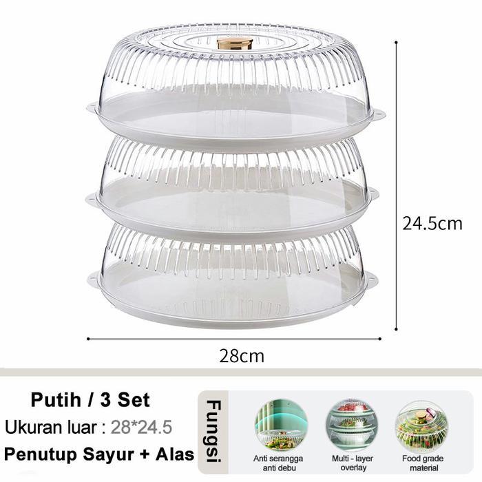 UPHOME Tudung Saji Susun Penutup Makanan Transparan Food Grade - Putih - 1 Susun
