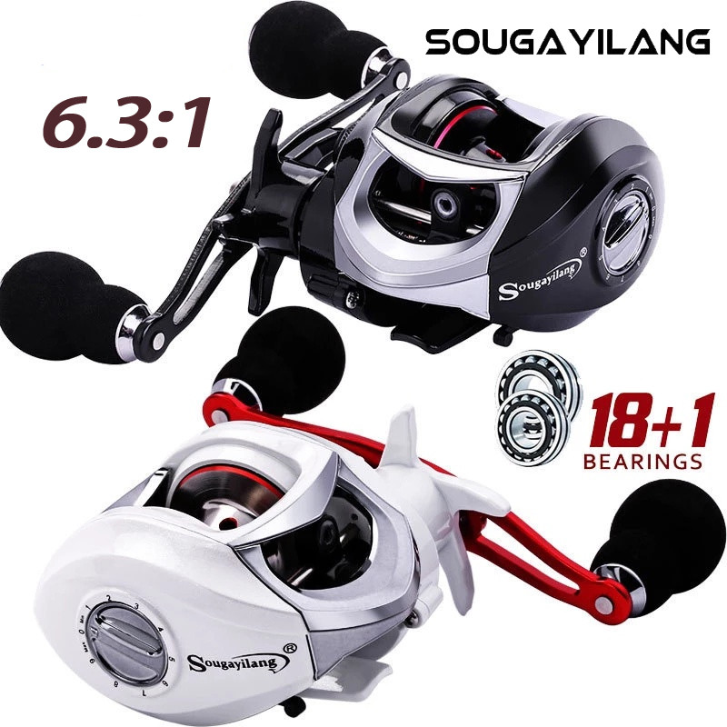 Sougayilang reel pancing putih/hitam 18+1BB 6.2:1GR 210g reel spinning reel BC reel tridentech silve