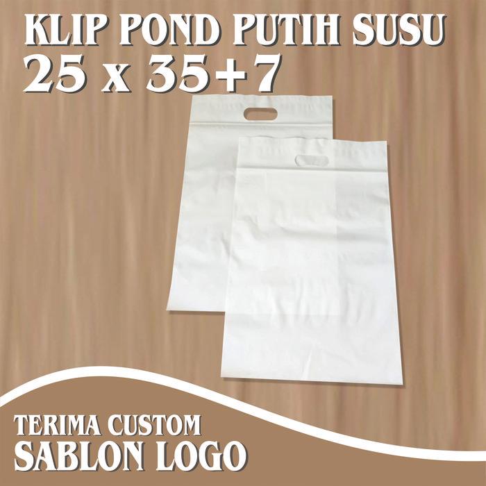 Plastik Klip Pond Putih Susu UK. 25x35+7 Polos isi 100 pcs