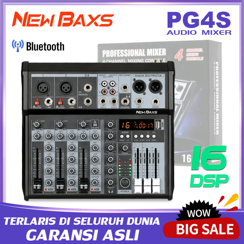 NEW BAXS PG4S 16DSP mixer profesional 4/6 channel dukungan bluetooth/USB/MP3/PC playback peralatan r