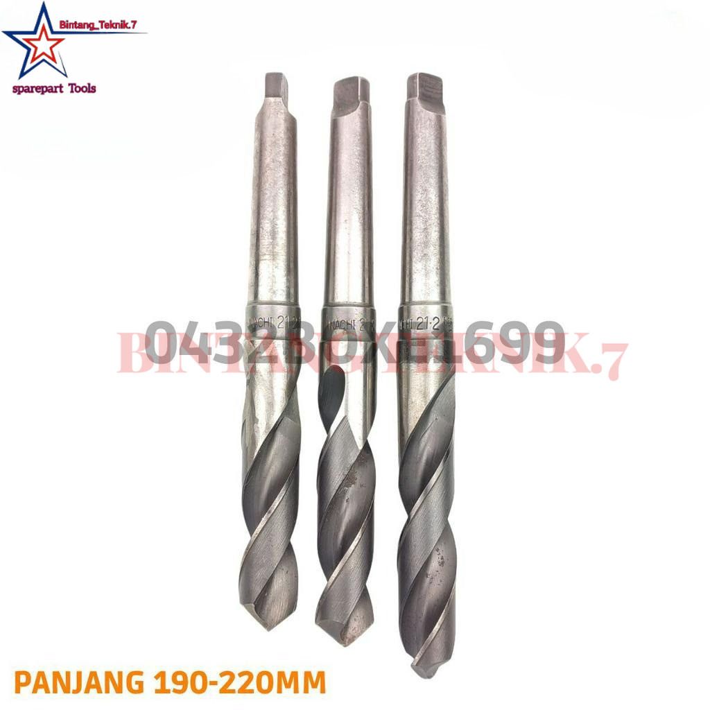 Mata Bor 21.2mm Taper MT2 Bor Besi Hss Nachi Panjang 190-220mm