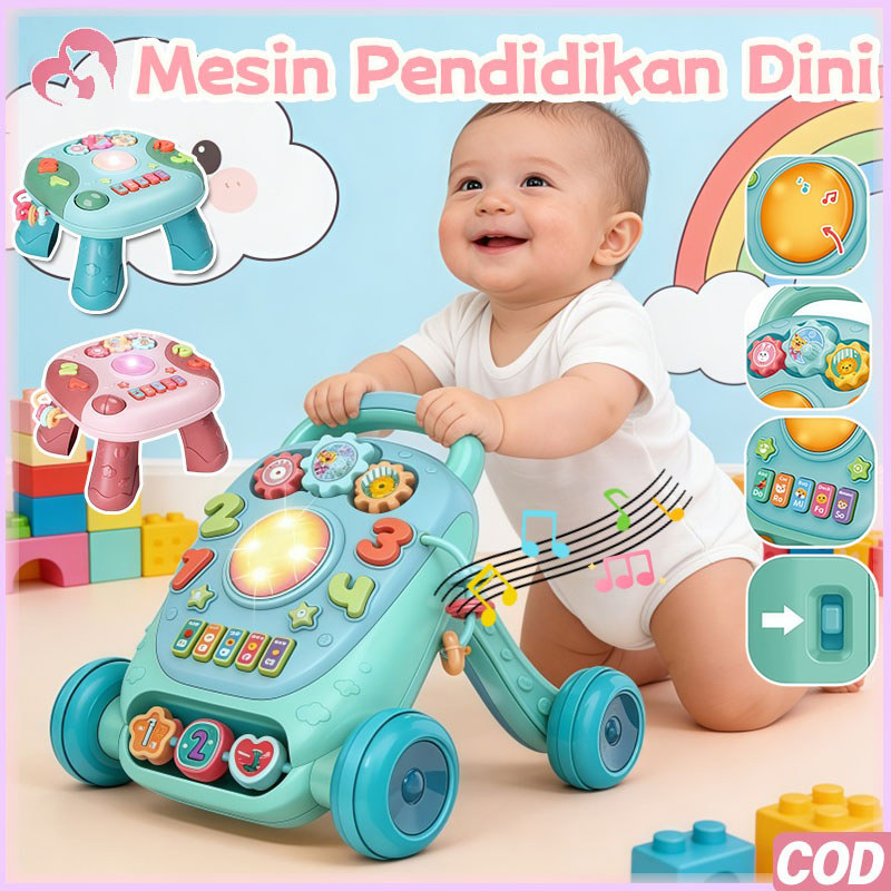 Kereta Bayi Belajar Berjalan Kereta Dorong Mini Kereta Dorong Pembelajaran Dini Mainan Edukasi Bayi 