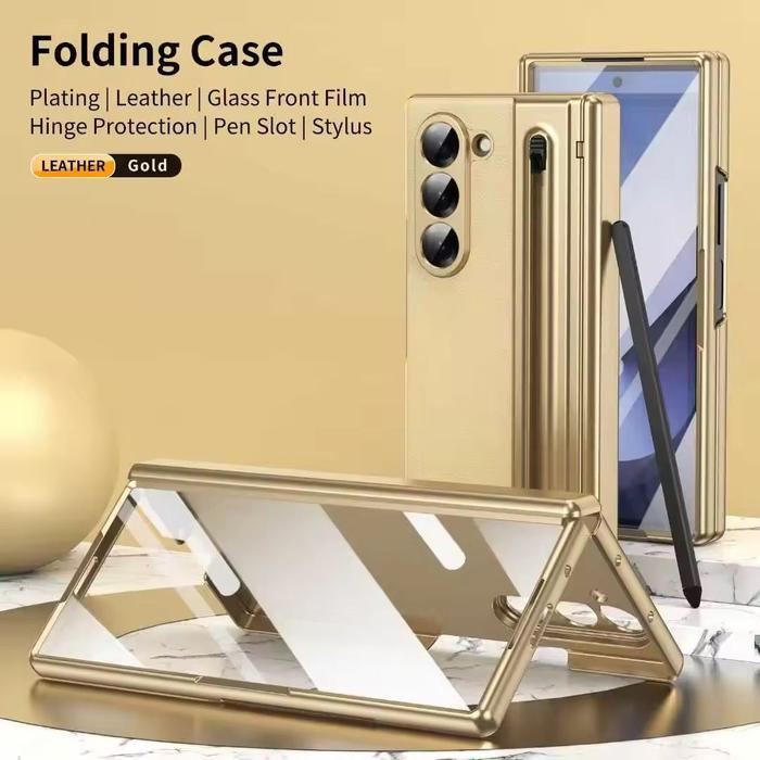 CASING FULL LEATHER COVER HINGE S PEN Z FOLD 3 / Z FOLD 4 / Z FOLD 5 / Z FOLD 6 / Z FOLD 7 CASING LE