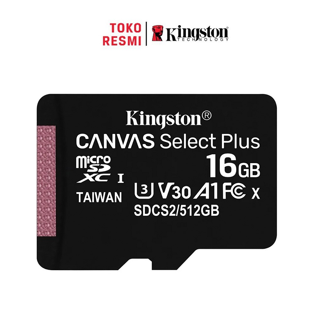 Kingston Canvas Select Plus Class 10 microSD Card 16GB (SDCS2/16GBSP) 100MB/s untuk CCTV Kamera HP