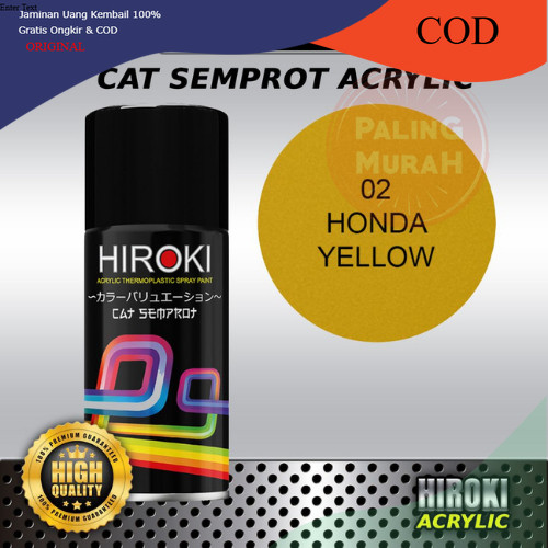Cat Semprot HIROKI 02 Honda Yellow Candytone Warna Kuning Glitter Akrilik untuk Body Motor & Mobil