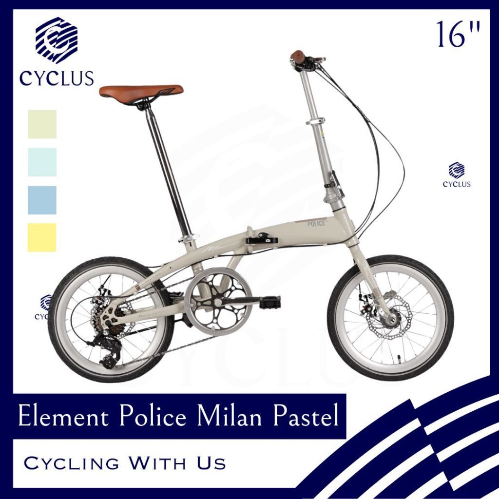 Sepeda Lipat Folding Element Police Milan 8 Sp 16 Inch NEW Pastel TERBARU Anak Dewasa