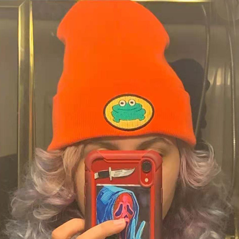 SISKIA STORE 2021 New frog hat winter knitted beanies with frog print caps for men's hat outdoor Hip