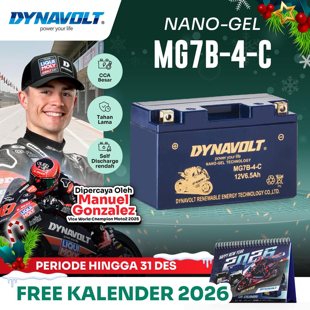 DYNAVOLT Aki Motor Triumph Daytona 675, dll | Nano-Gel MG7B-4-C | 6.5 AH 260 CCA