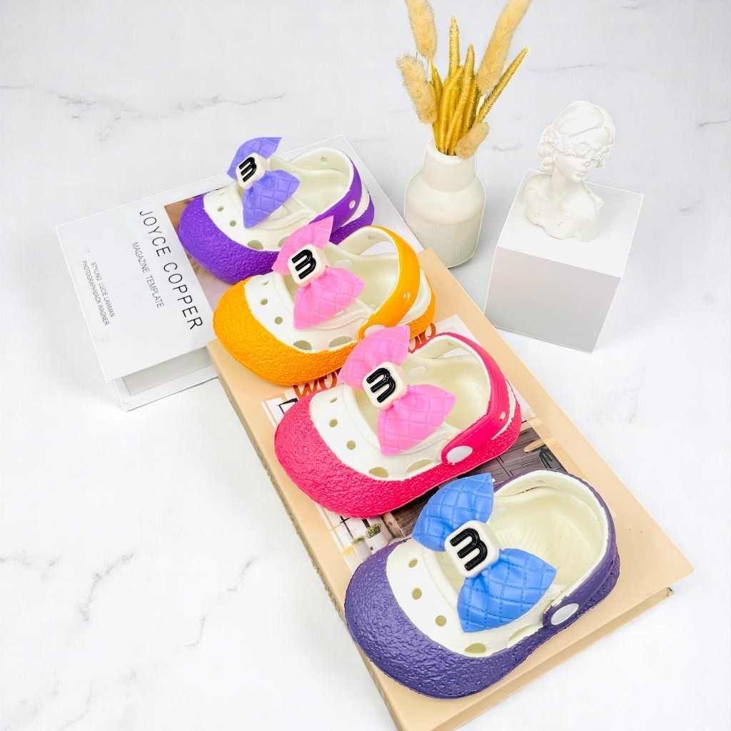 FUFU JAKARTA SPOT SANDAL SENDAL SLOP ANAK KECIL HIASAN PITA LUCU/CLOOS CL-021-D SENDAL SLOP ANAK PER