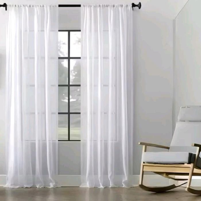 PROMO  RajaOnlineGorden - Gorden Vitrase Polos Putih Import Sifon Premium Plisket Kaitan Kawat S Mod