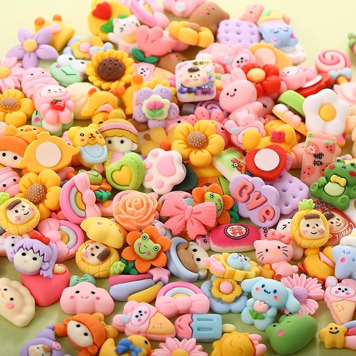 [Vinnatsu]50 Pcs3D Timbul Botol Paket Resin Kartun Bahan Hiasan Aksesoris - Clay Resin Karakter Resi