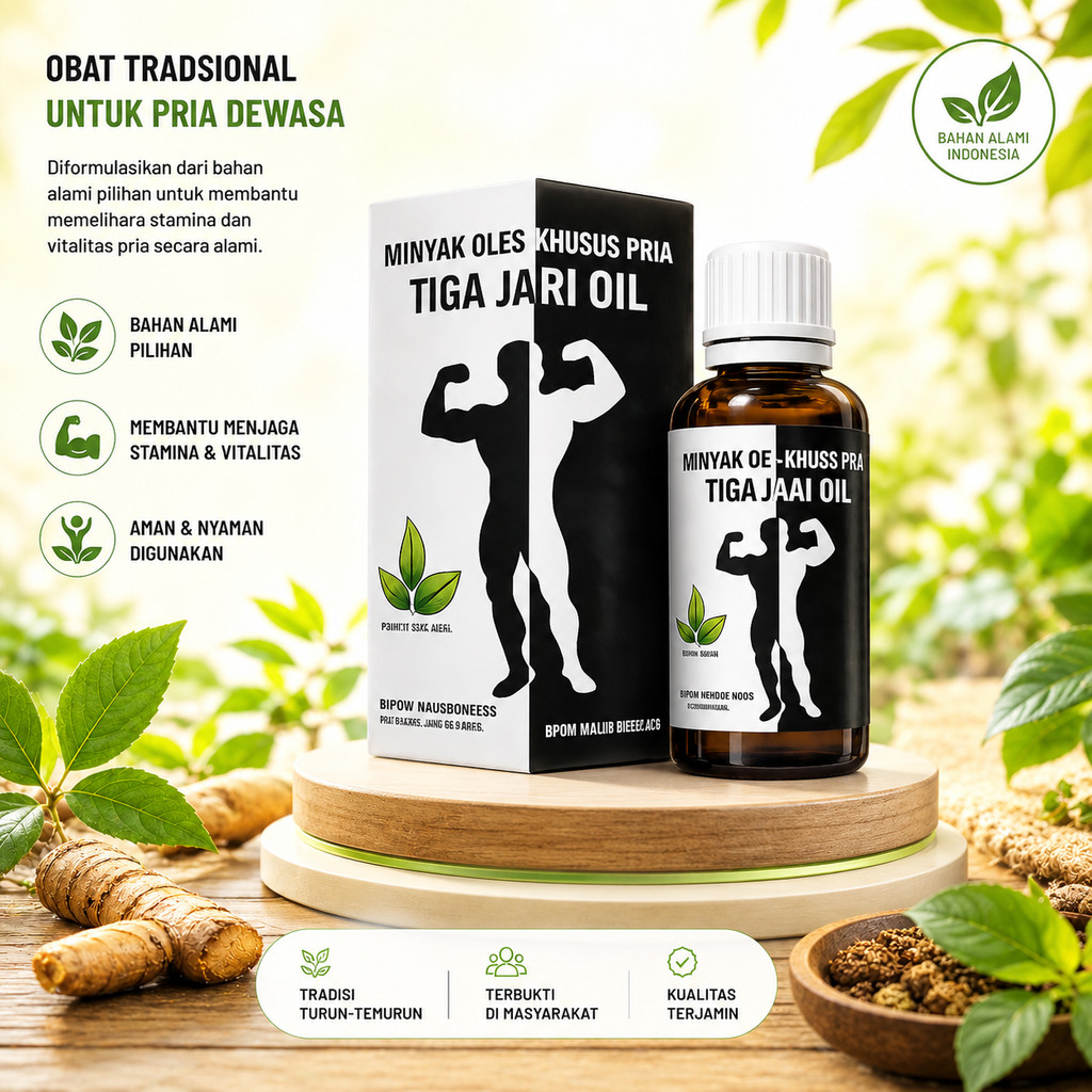 Tiga Jari Oil Minyak Oles Herbal Pria | Obat Tradisional Pria Alami – Hangat & Nyaman