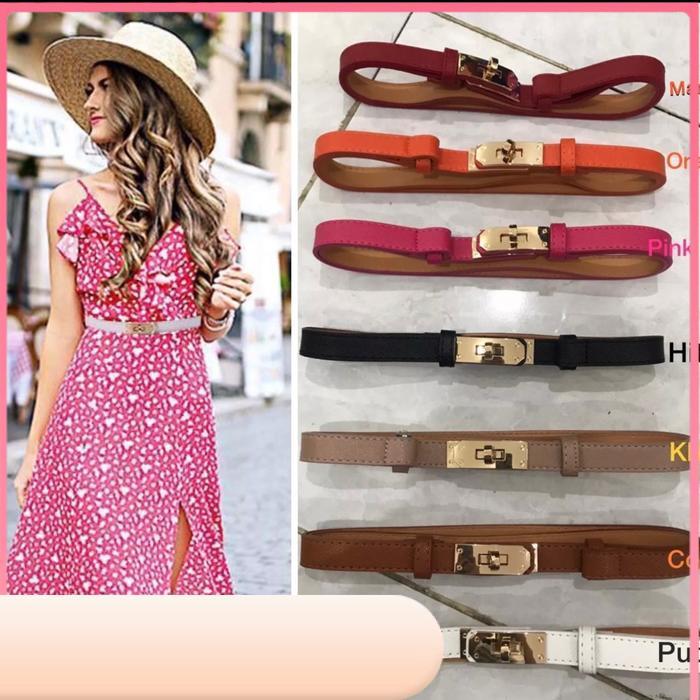 HOT SALE - ￼BELT BKK SEMI KULIT / BELT KELLY IKAT PINGGANG WANITA KULIT - Hitam Quality