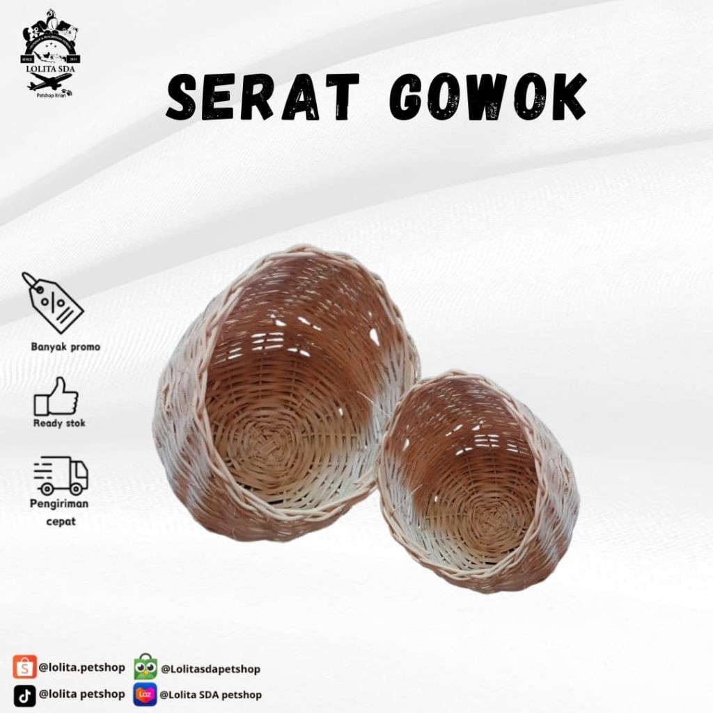 Serat Gowok Sarang Rotan / Susuh / Tempat Bertelur Burung Lovebird , Kenari, Parkit / Sarang Hamster