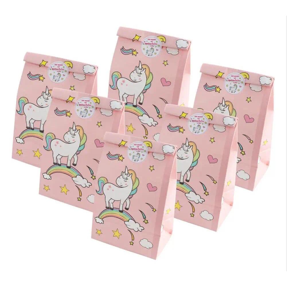 12PCS Unicorn Theme Custom Make Kraft Paper Bag Paper Food Bag for Party Supplies