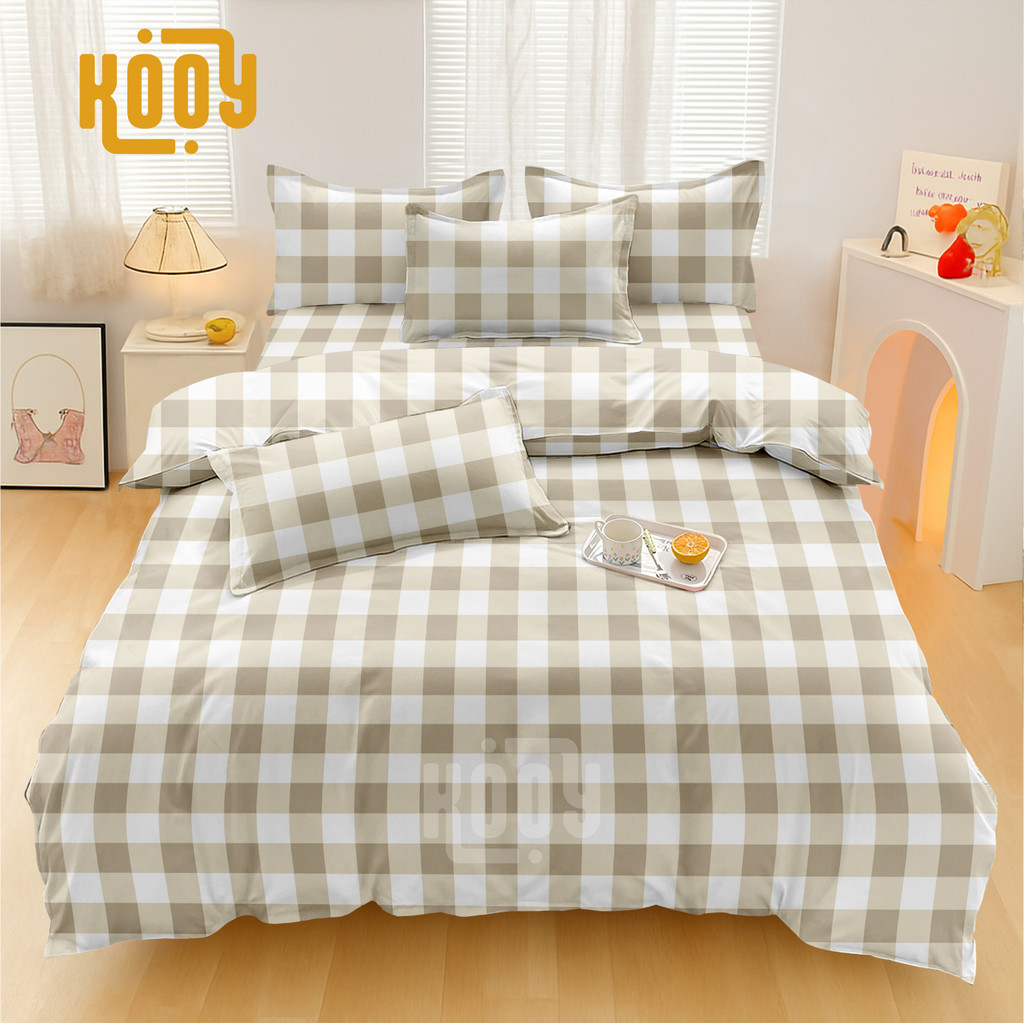 Bed cover Set Sprei Emily Khaki - Ukuran Lengkap 180x200/160x200/200x200 - Kooy Bedcover