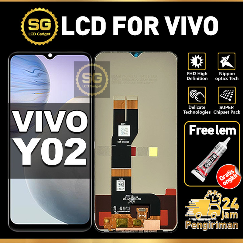 SG LCD VIVO Y02 Fullset HP Touchscreen VIVO Y02 Free Lem Glass Touch Screen Digitizer COD