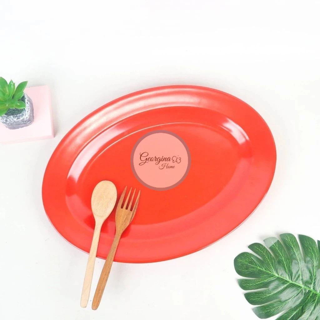 Piring Oval Melamin Saji 12 Inch Oval Ikan Pecel Lauk Melamine Lonjong Piring Saji Lauk Makanan Oval