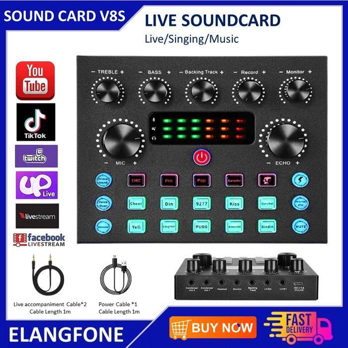 Sound Card V8S Mixer Bluetooth Audio Usb External - Sound Card V8s