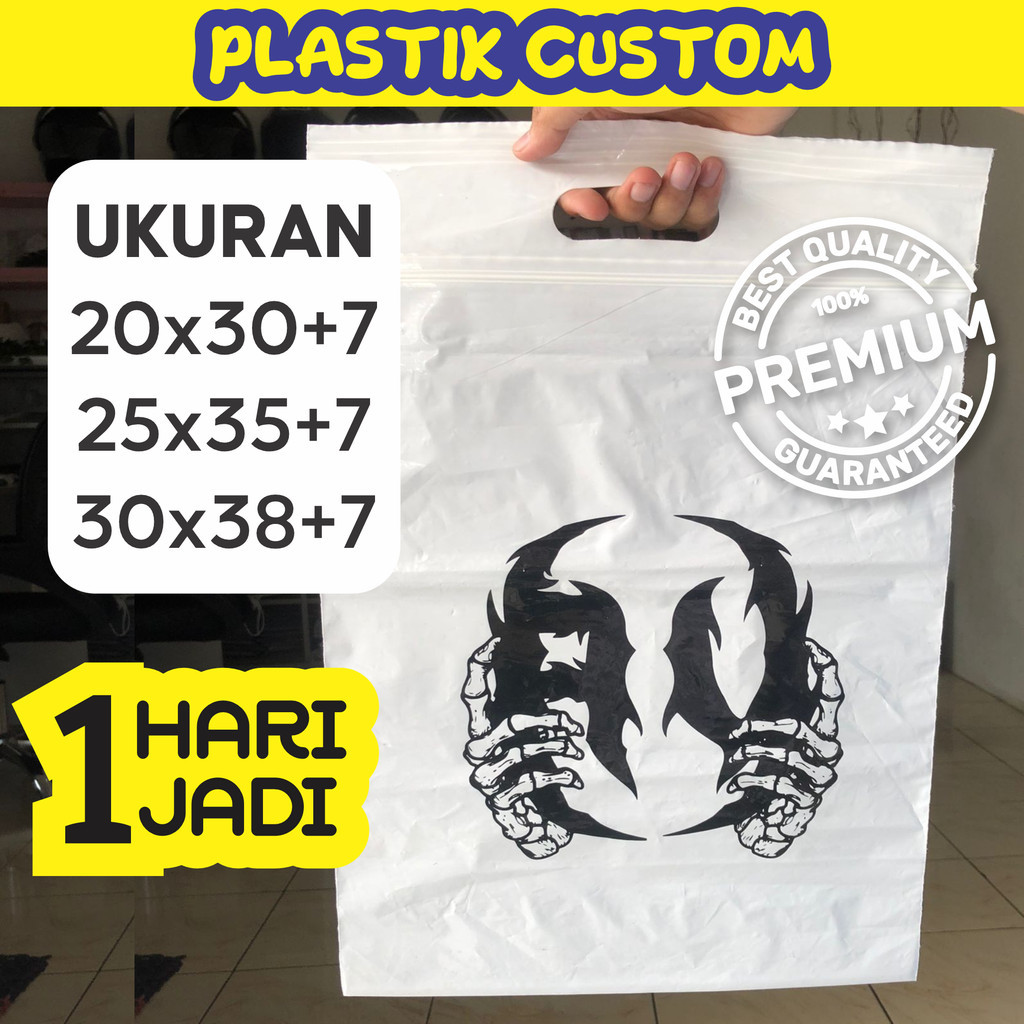 Plastik Ziplock / Klip Plong 20x30, 25x35, 30x38 Sablon Custom Free Design Sepatu & Thrift