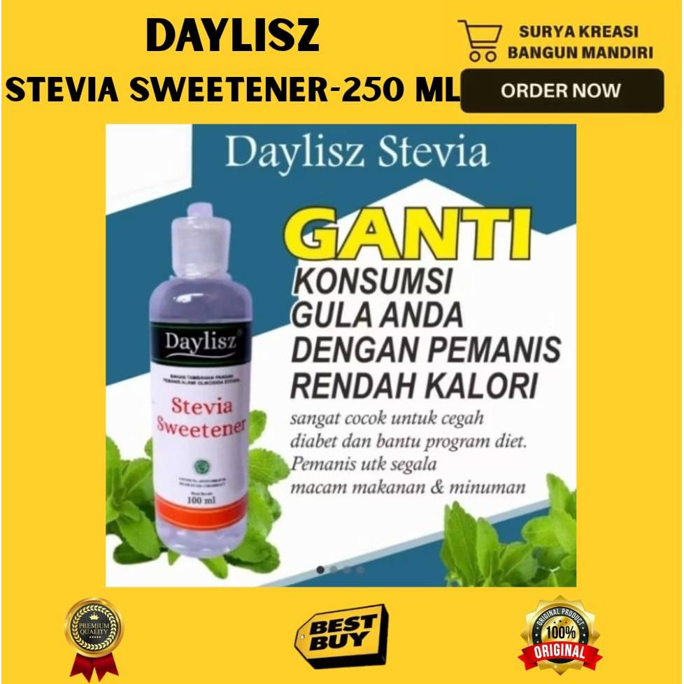 GULA STEVIA - GULA CAIR -  PEMANIS ALAMI - STEVIA CAIR - STEVIA SWEETENER DAYLISZ - GULA UNTUK DIABE