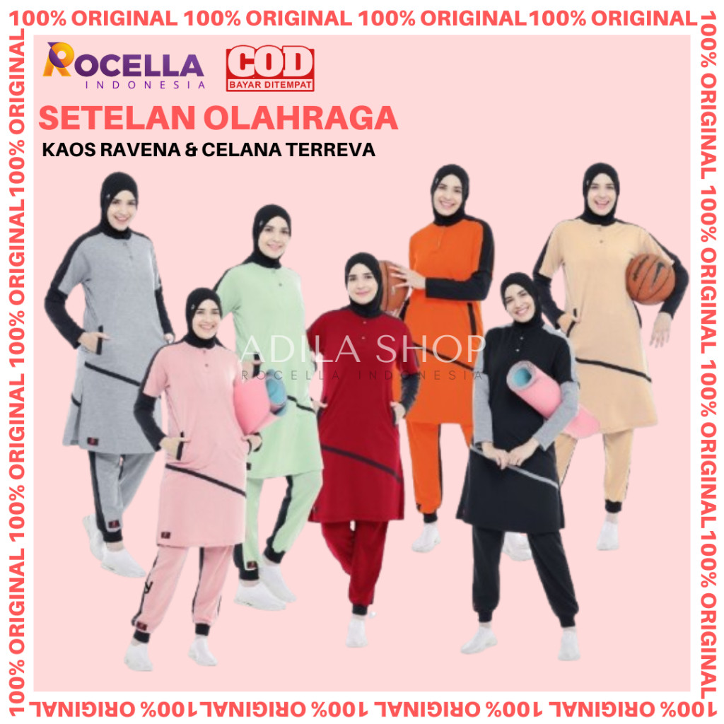 Setelan Yoga Muslimah Setelan Olahraga Muslimah Setelan Senam Muslimah Rocella Kaos Ravena Terreva P