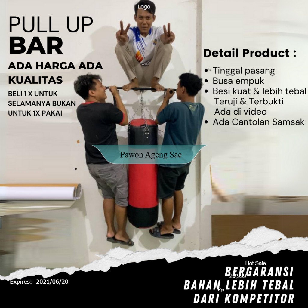 pull up bar 6 grip gantungan samsak boxing alat olahraga outdoor