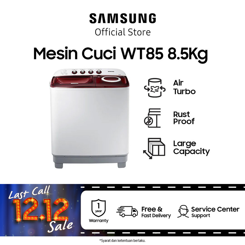 Samsung Mesin Cuci 2 Tabung, 8.5 Kg - WT85H3210MG