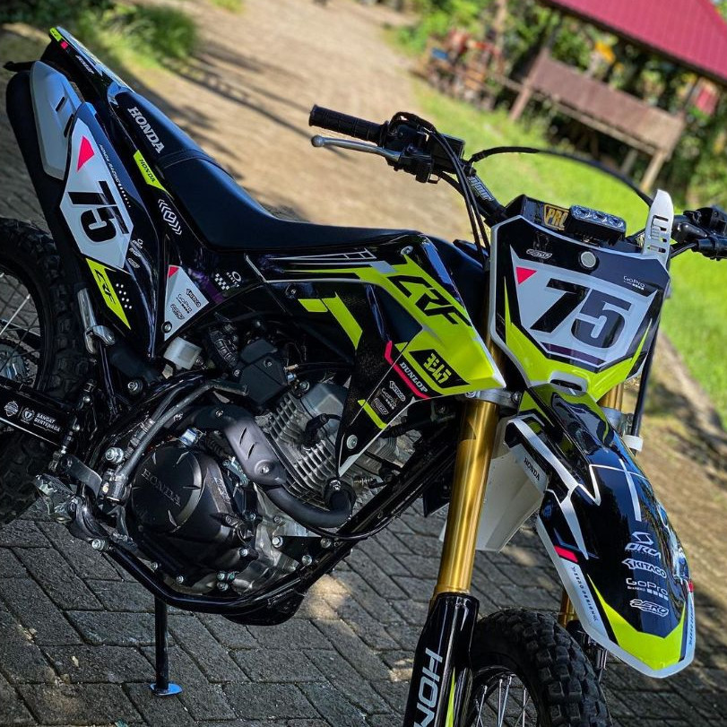 DECAL CRF 150L HITAM STABILO CUSTOM NAMA NOMOR SPONSOR