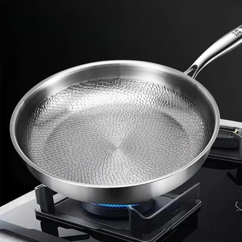 Clang pure titanium frying pan fish scale hammer pattern titanium flat bottom frying pan uncoated no