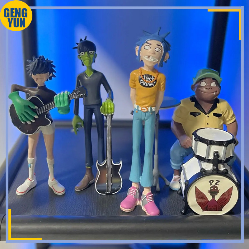 4pcs Gorillaz Band Action Figure 2-D Murdoc Noodle Russel Virtual Rock Band Figurine Resin Doll Room