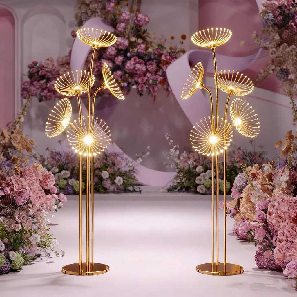 Lampu Standing Dekorasi Dandelion Akrilik 2 PCS Pelaminan 2 set Lampu Pernikahan / Dekorasi Pelamina