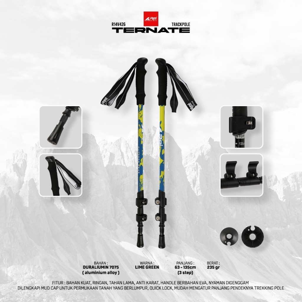 Trekking Pole Rei / Tongkat Hiking Ternate Arei Outdoorgear