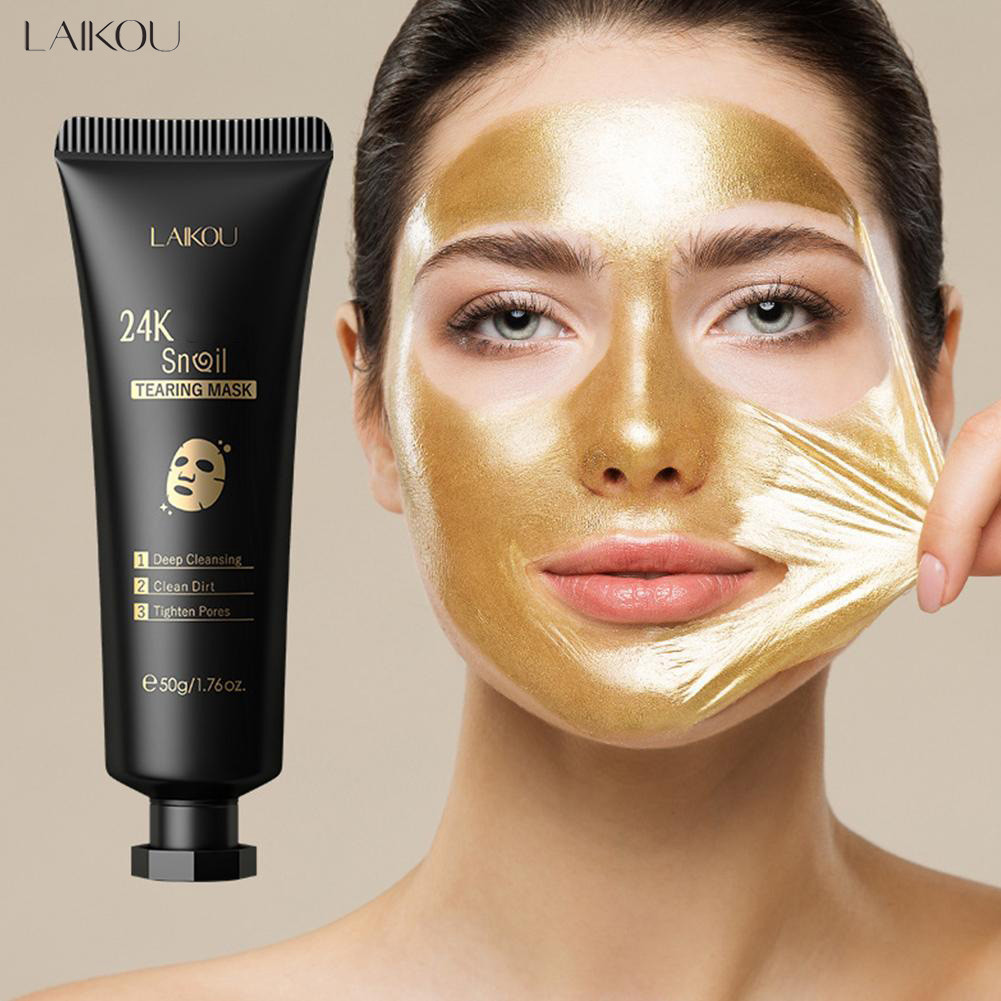Laikou Peel Off 24K Gold Snail Collagen Mask Reduce Blackheads Deep Cleaning Oil-Control Shrink Pore