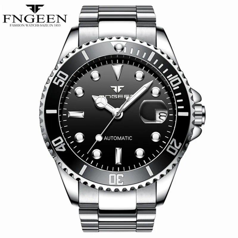 FNGEEN 9001 Luxury Brand Men's Wat Steel Tourbillon Frame Meanical Wat Luminous Automatic Date amond