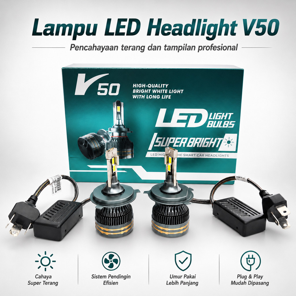 V50 Lampu LED Headlamp dan Foglamp Mobil 110 Watt H4 H1 H3 H7 H8 H11 H16 HB3 9005 HB4 9006 HIR2 9012