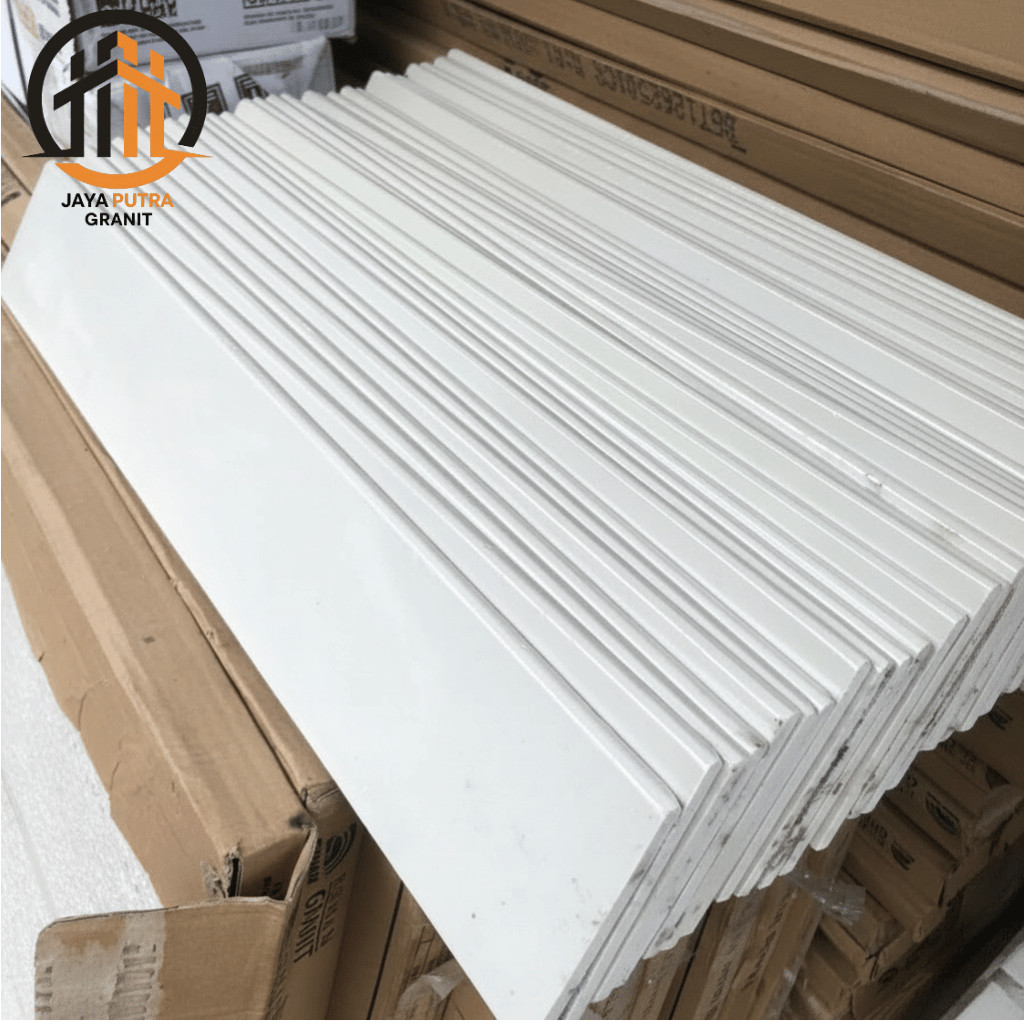 Plint Keramik 10x80 Cream Polos Bavel Rapi List Lantai Granit Granite Tile Mewah Custom Murah