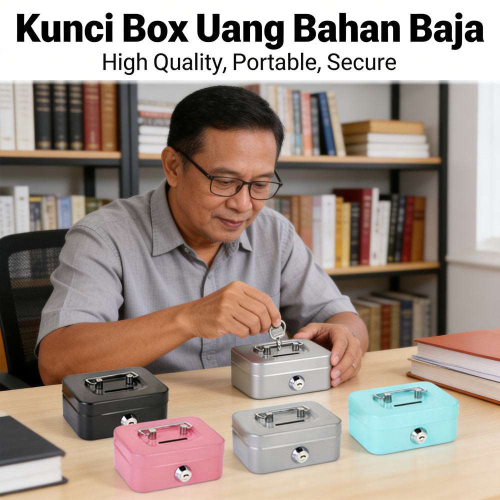 Brangkas Uang Brankas Uang Penyimpanan Cash Box Portable Kotak Kunci Money Box Uang