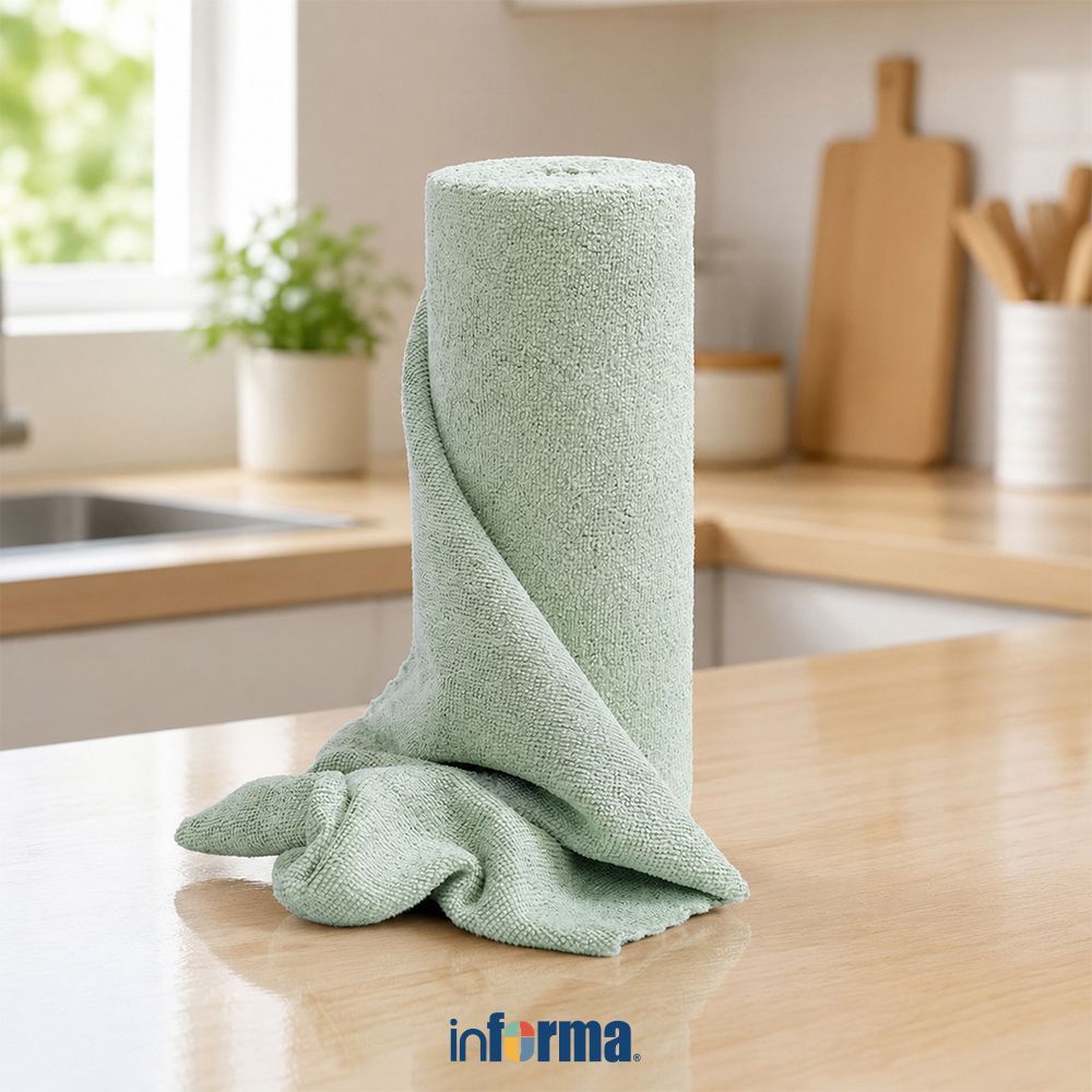 Informa Kain Lap Dapur Roll Terry Tearline 30 Lembar - Hijau Kain Serbet Pembersih Serbaguna Topo Da