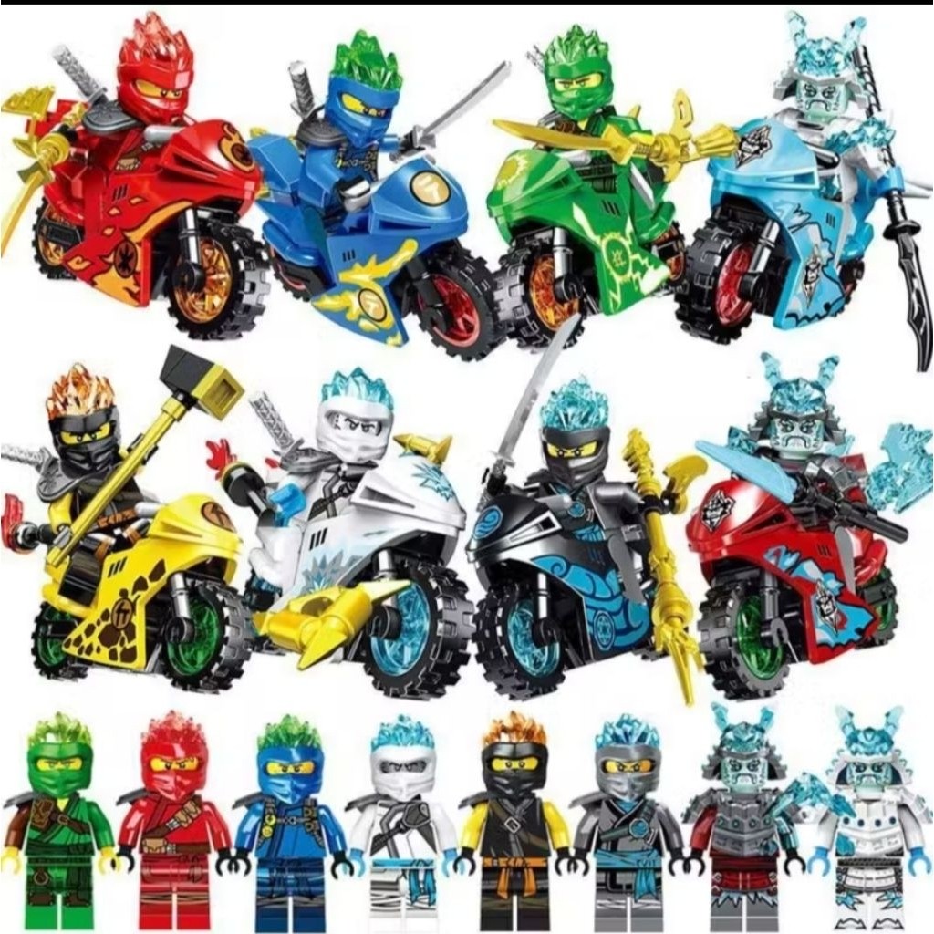 As,,Mainan Anak Brick Ninja Go Mainan Ninja motor Senjata Lengkap Action Figure Murah Ninjago