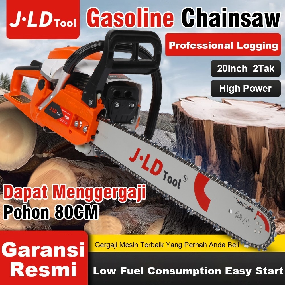 JLD 2TAK Chainsaw Senso Berkualitas 54.6CC Mesinsinso 3HP Mesin Gergaji Rantai Bensin 20 inci Mesinc